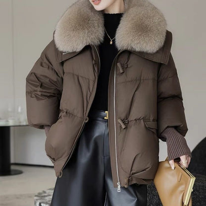 Doudoune en coton rembourrée pour femme, manteau épais à col court en fourrure, vêtements d'hiver
