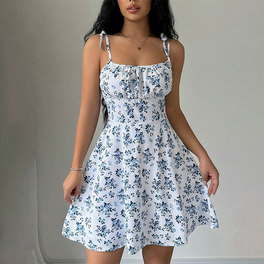 Robe décontractée amincissante de style occidental à coupe trapèze et à taille douce