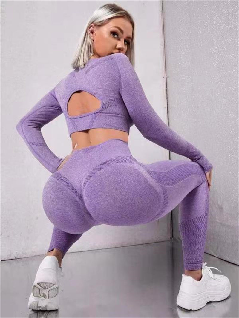 Ensemble de sport 2 pièces, haut à manches longues leggings de fitness taille haute sans coutures, vêtements de sport. Ils sont parfaits prêt a bouger