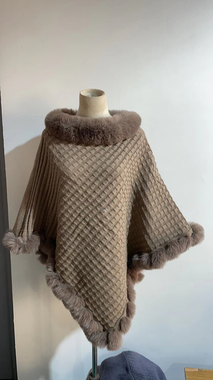 châle en fourrure de lapin Rex, luxueuse, tendance automne-hiver, vêtement d'extérieur élégant pour femme