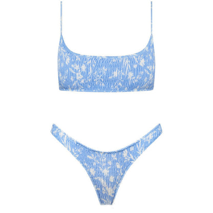 European And American Tube Top Pleated INS Triangle Double-sided Swimsuit