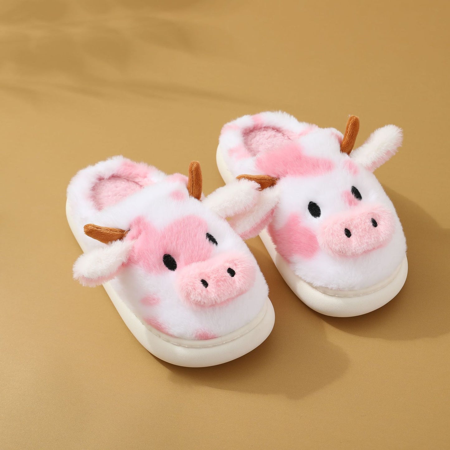 Chaussons épais antidérapants en coton et fourrure pour