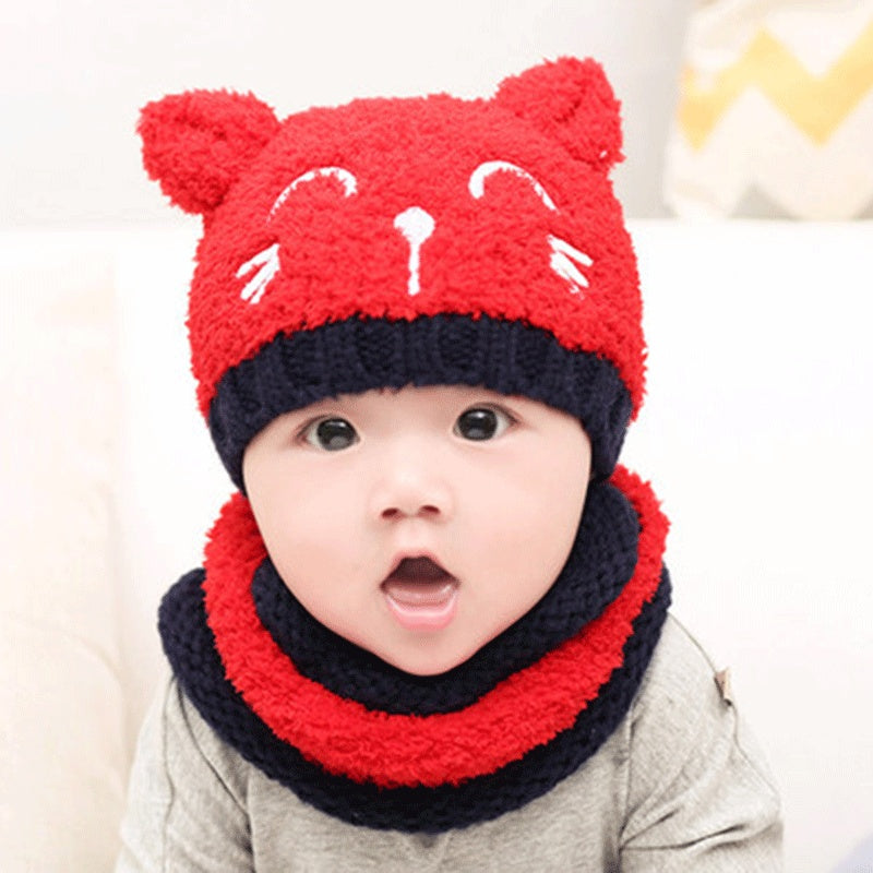 Tuque et foulard en laine,cute, chaud et confortable pour bébé
