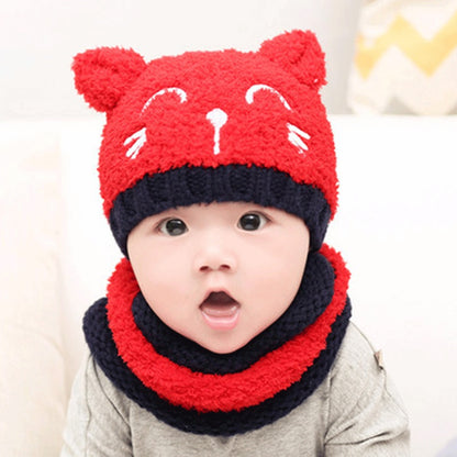 Tuque et foulard en laine,cute, chaud et confortable pour bébé