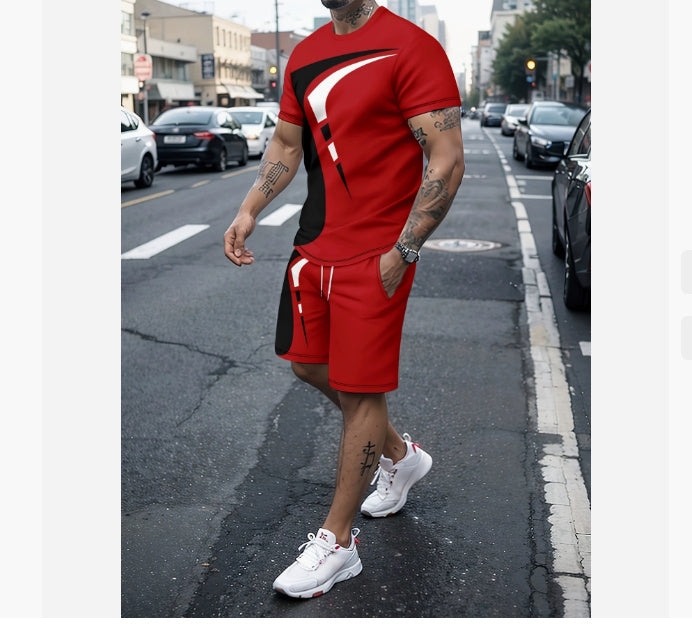 Ensemble t-shirt et short décontractés pour homme, vêtements de sport imprimés deux pièces