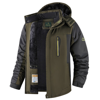 Fleece-lined Thick Jacket Men's Winter Mid-length Cotton-padded Coat