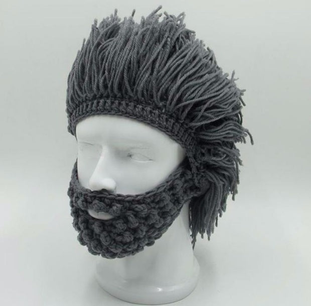 Chapeaux en laine tricotés faits à la main pour fête d'Halloween, barbe, perruques pour hommes et femmes