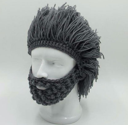 Chapeaux en laine tricotés faits à la main pour fête d'Halloween, barbe, perruques pour hommes et femmes
