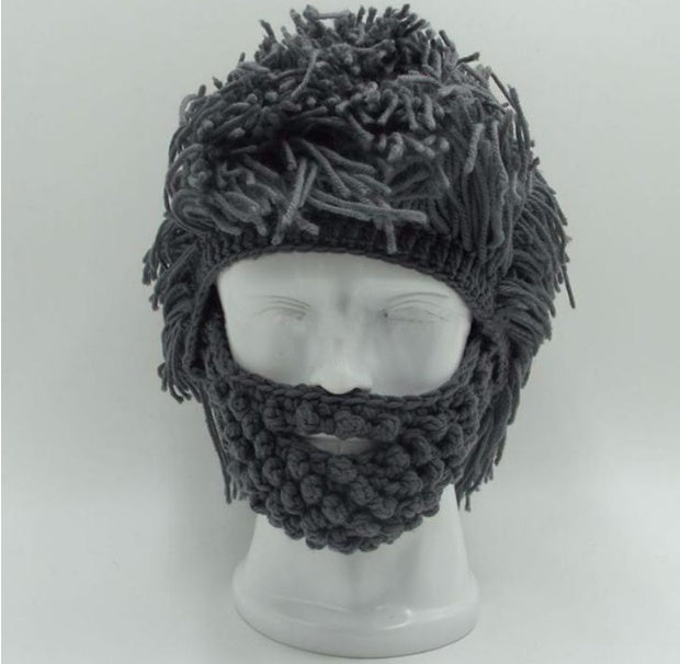 Chapeaux en laine tricotés faits à la main pour fête d'Halloween, barbe, perruques pour hommes et femmes