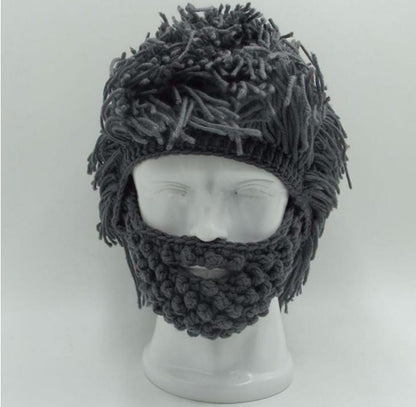 Chapeaux en laine tricotés faits à la main pour fête d'Halloween, barbe, perruques pour hommes et femmes