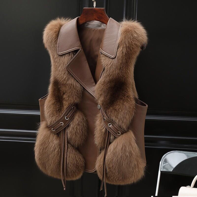 Gilet en fourrure court pour femme, manteau en fourrure artificielle, élégant et chaud, nouvelle collection automne et hiver