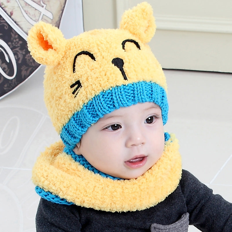 Tuque et foulard en laine,cute, chaud et confortable pour bébé