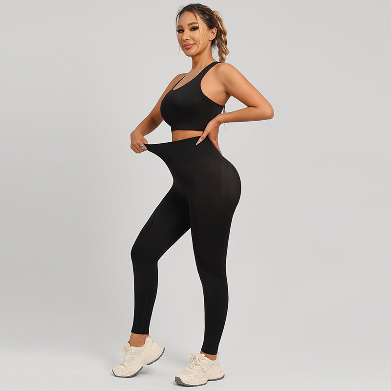 Quick-drying Polytron Back-supporting Yoga Leggings Yoga Outfit Set