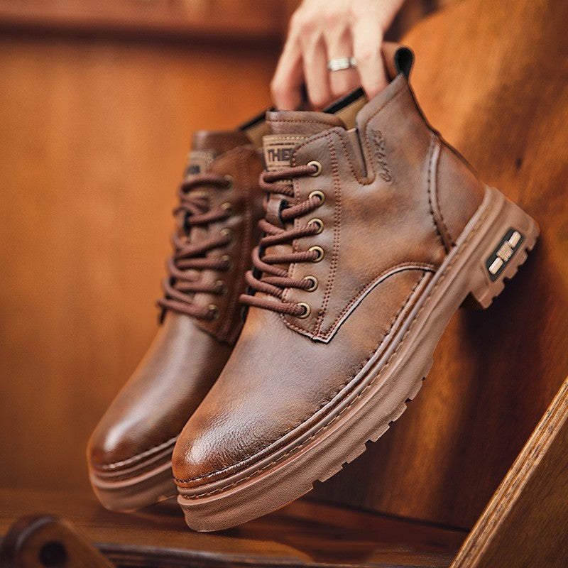 Bottes Martin mi-hautes à semelles épaisses, style rétro, faciles à assortir et décontractées