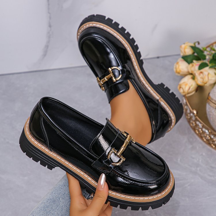 Souliers à plateforme à talons épais décontractés de couleur rétro assorti mode