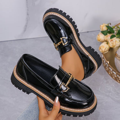 Souliers à plateforme à talons épais décontractés de couleur rétro assorti mode