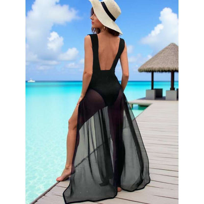 Deep-V High-slit Dress For A Beachy Vacation Look