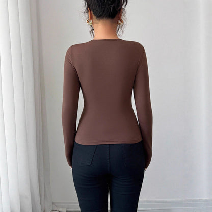 Haut slim asymétrique à bordure creuse en métal fashion tendance pour femme