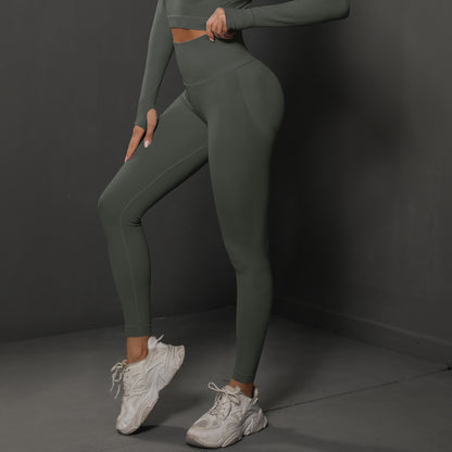 Pantalon de yoga taille haute sans coutures pour femmes, couleur unie, leggings longs, fitness, course à pied, sport, gym