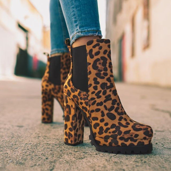 Bottines à bout rond, chaussures à talons hauts épais et carrés, décontractées, mode automne-hiver, en daim, pour soirées faite fureur les Girls