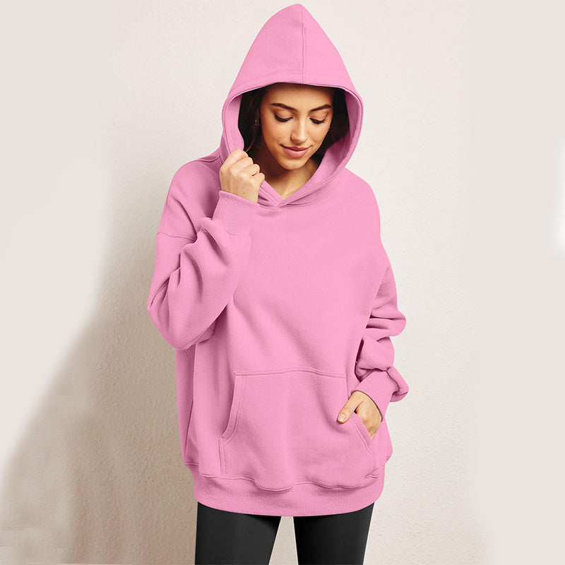 Sweats à capuche surdimensionnés pour femmes, sweats amples en polaire avec poche, pulls à manches longues, tenues d'hiver et d'automne, vêtements de sport