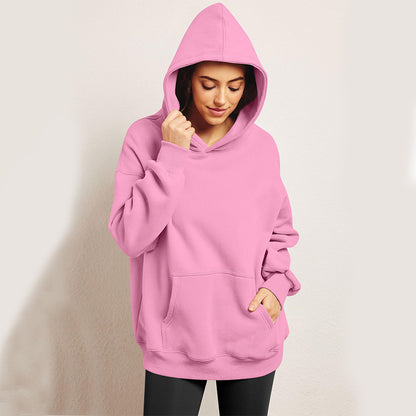 Sweats à capuche surdimensionnés pour femmes, sweats amples en polaire avec poche, pulls à manches longues, tenues d'hiver et d'automne, vêtements de sport