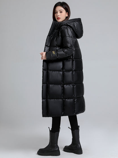 Women's Long Hooded Self-heating Graphene Cotton-padded Jacket