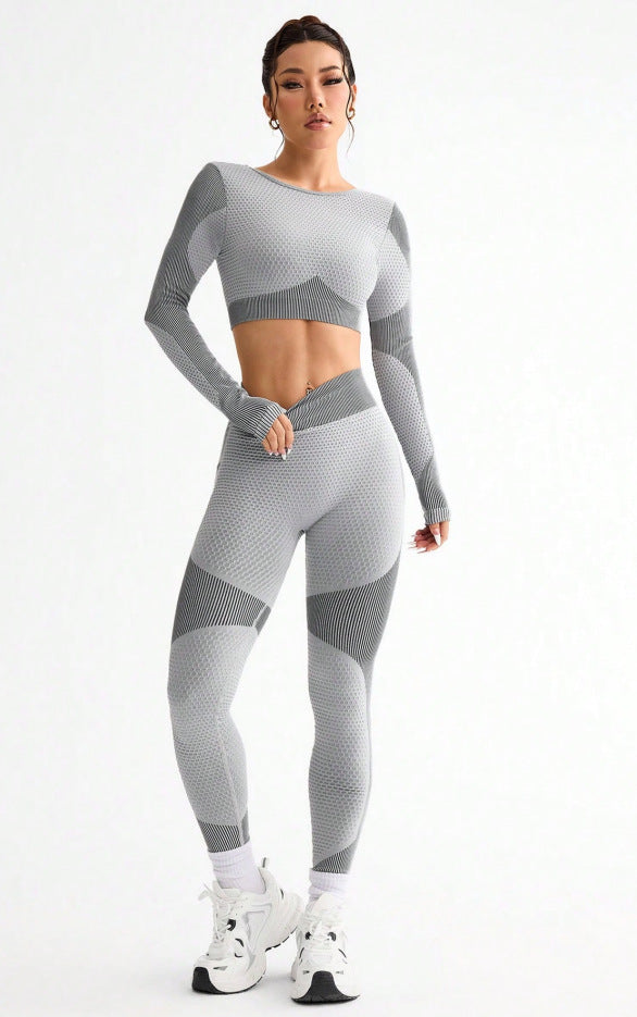 Butt-Lifting Yoga Pants And Back-Slimming Long-Sleeve Top Set