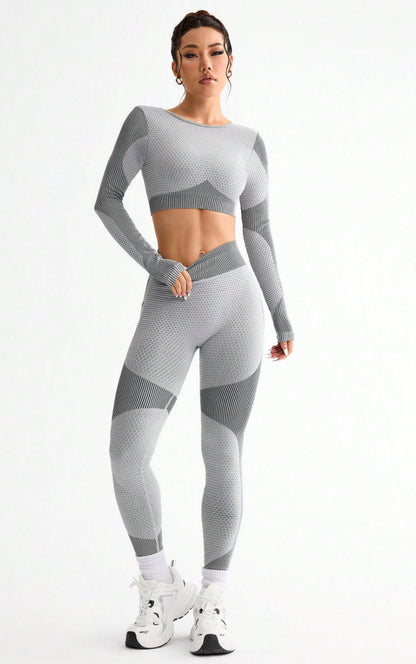 Butt-Lifting Yoga Pants And Back-Slimming Long-Sleeve Top Set