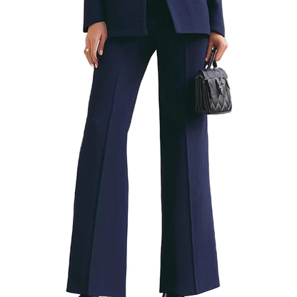 Long Sleeve Solid Color Pocket One Button Small Suit Two-piece Pants