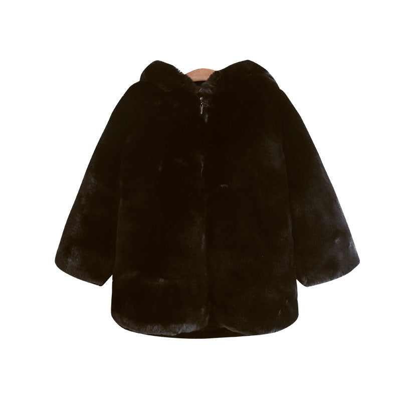 Manteau en fausse fourrure pour fille, taille moyenne et grande, épais, thermique, en fourrure, vêtements d'hiver pour enfants, nouveau manteau en laine artificielle