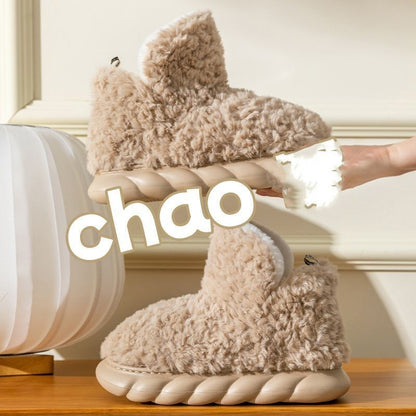 Chaussons d'hiver imperméables à talons pour la maison, à porter à l'intérieur et à l'extérieur, en coton, très confortables