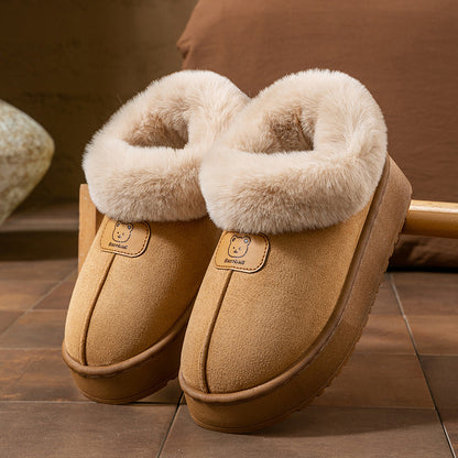 Chaussons en coton à enveloppement de cheville pour femmes, bottes de neige épaisses à la mode