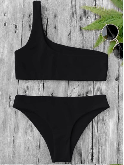 One Shoulder Bikini Swimsuit Suit Without Steel Ring