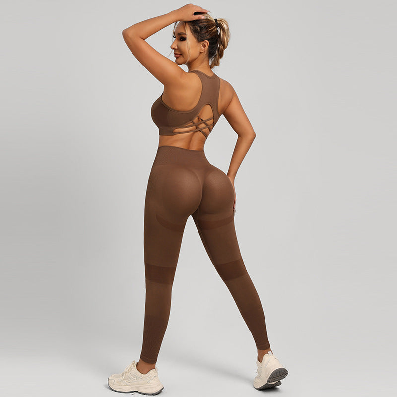 Quick-drying Polytron Back-supporting Yoga Leggings Yoga Outfit Set