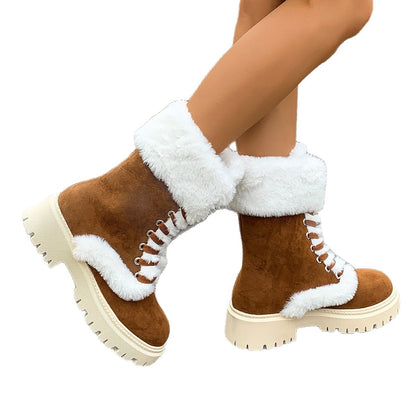 Women's Plus-size High-top Padded Thermal Snow Boots