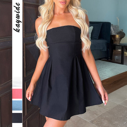 Robe de soirée courte moulante à taille haute style mondain