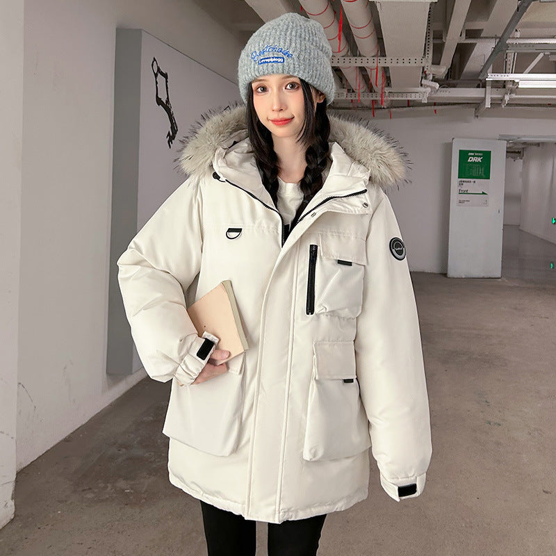 Warm Large Fur Collar Cotton Clothes Women