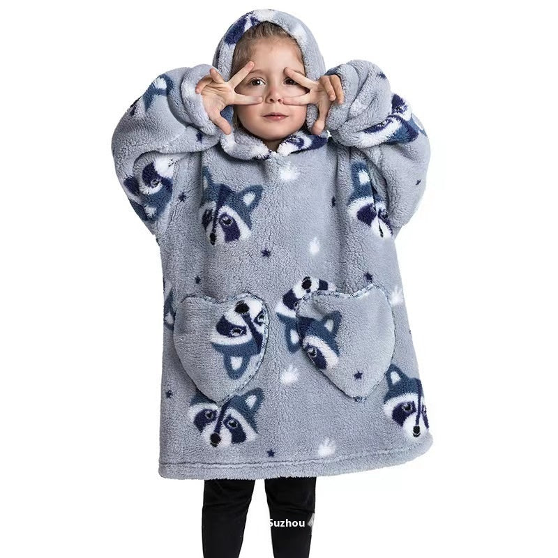 Vêtements confortables en velours de coton résistants au froid pour garçons et filles, couverture à capuche épaisse grande taille, vêtements de nuit pour enfants