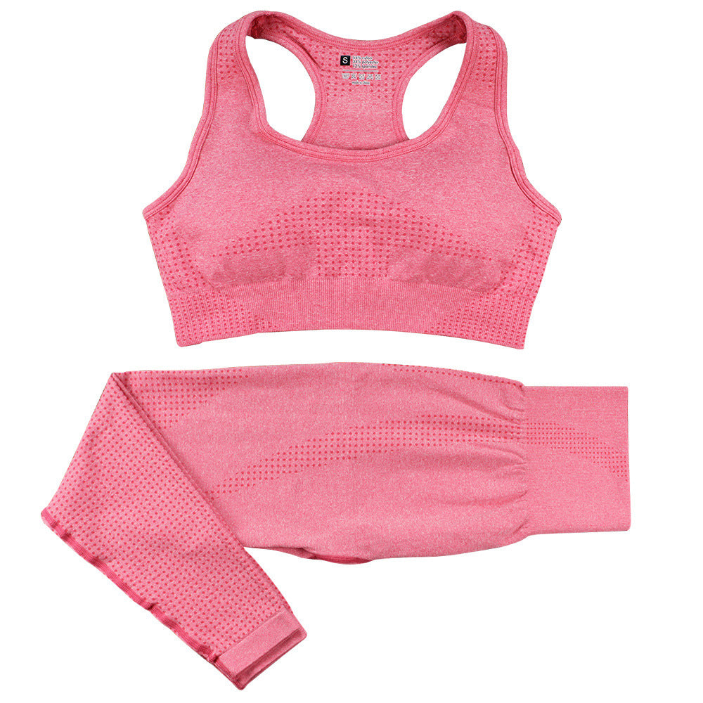Ensemble de yoga 2 pièces sans couture pour femmes, survêtement, leggings taille haute, vêtements de sport, haut court de fitness, combinaisons de sport, ensemble de gymnastique