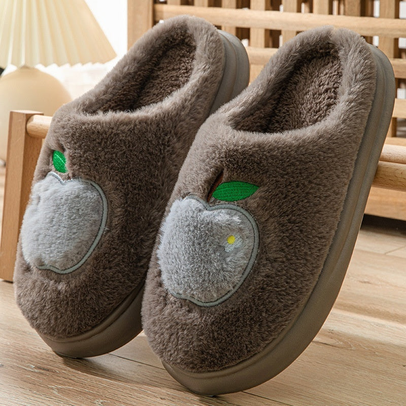 Chaussons en coton pour femmes, pantoufles chaudes en peluche pour l'intérieur