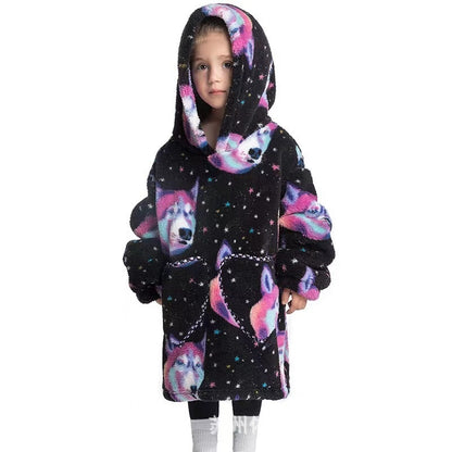 Vêtements confortables en velours de coton résistants au froid pour garçons et filles, couverture à capuche épaisse grande taille, vêtements de nuit pour enfants