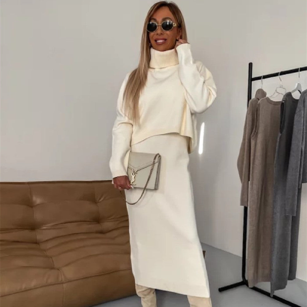 Ensemble 2 pièces pull-over à col roulé et robe longue sans manches pour femme, mode Fashion lire la description pour votre grandeur.