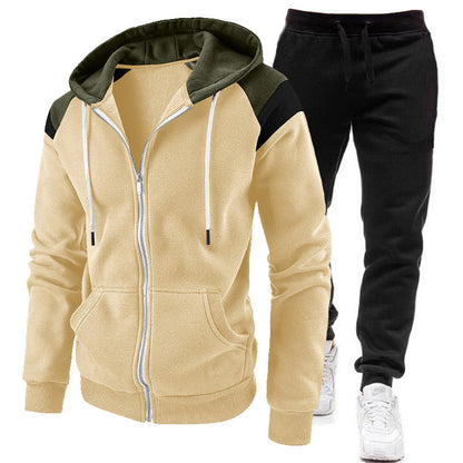 Men's Fashion Zip-up Hoodie Sweatshirt Set