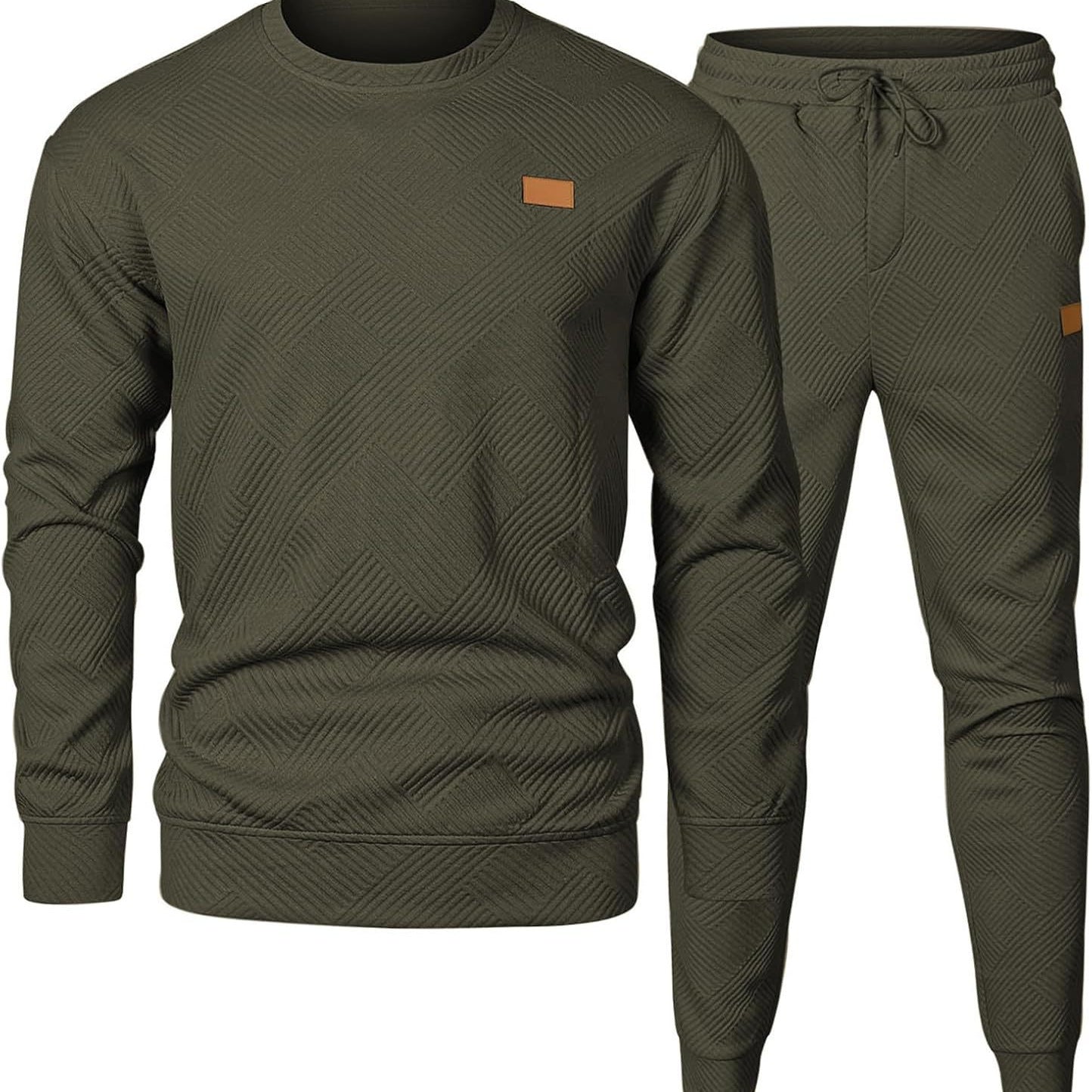 Round Neck Jacquard Sweater Set Men