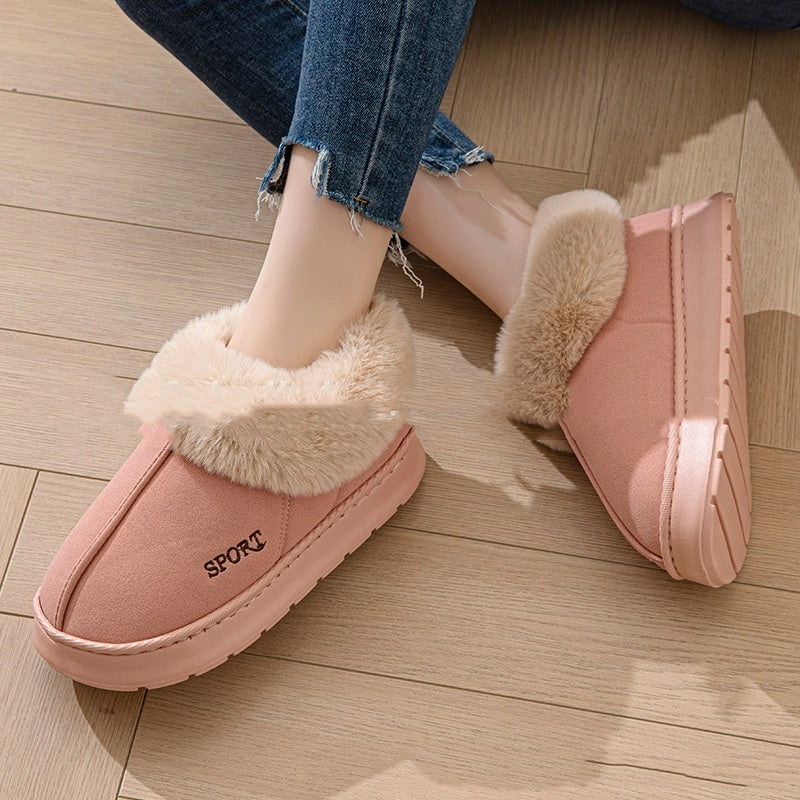 Chaussons confortables et doux pour femmes, chaussures à plateforme antidérapantes avec doublure en fausse fourrure, semelle silencieuse et ajustement confortable pour l'intérieur