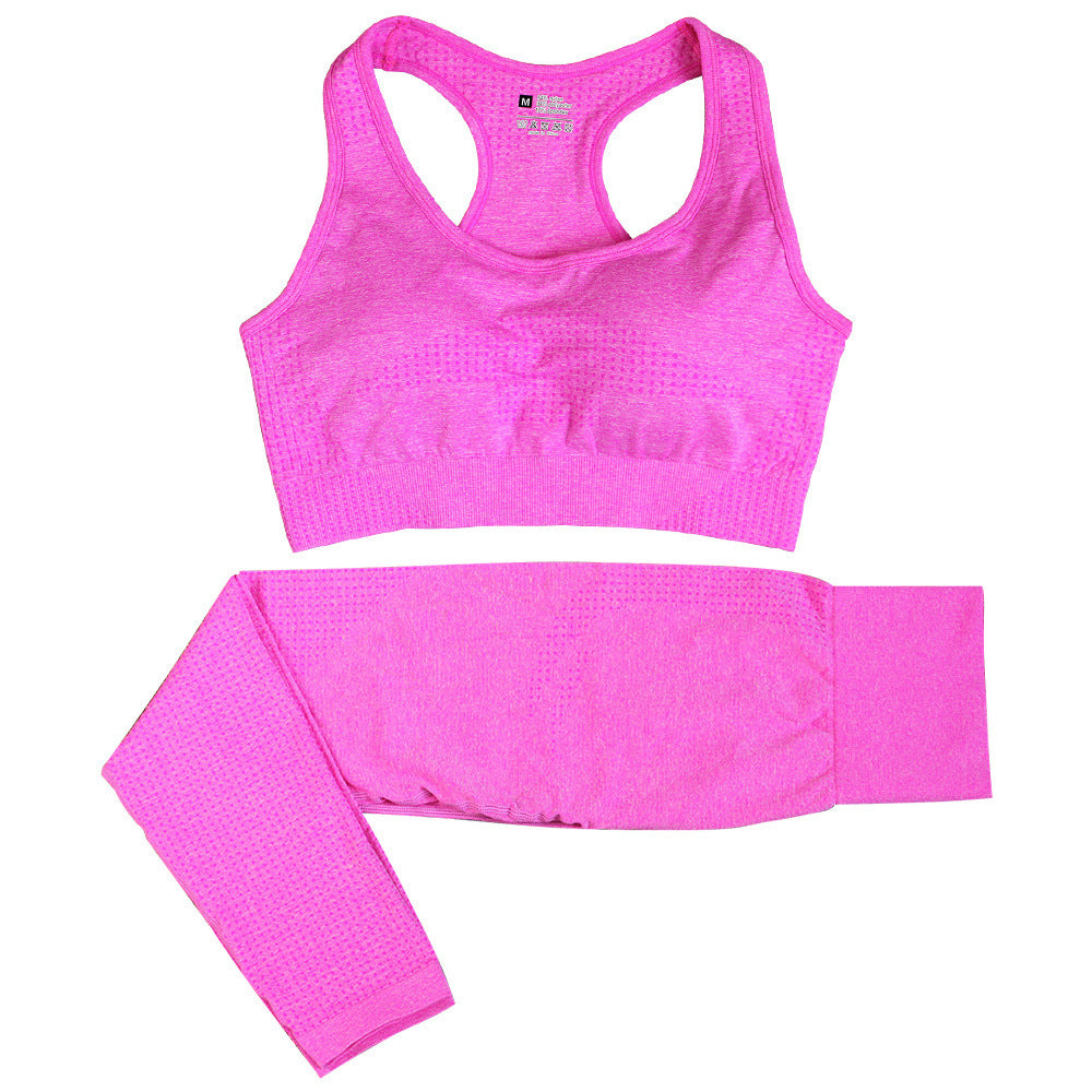 Ensemble de yoga 2 pièces sans couture pour femmes, survêtement, leggings taille haute, vêtements de sport, haut court de fitness, combinaisons de sport, ensemble de gymnastique