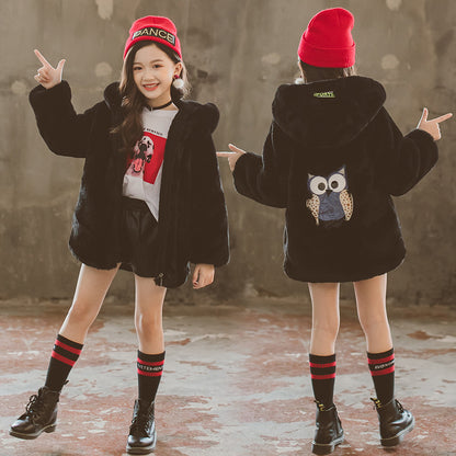 Manteau en fausse fourrure pour fille, taille moyenne et grande, épais, thermique, en fourrure, vêtements d'hiver pour enfants, nouveau manteau en laine artificielle