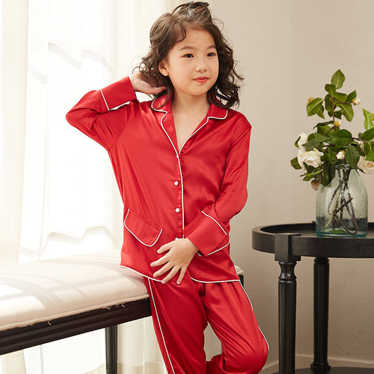 Pyjama d'été en soie à manches longues pour enfants, vêtements de détente fins, pour garçons et filles