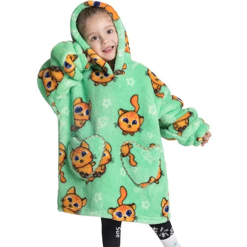 Vêtements confortables en velours de coton résistants au froid pour garçons et filles, couverture à capuche épaisse grande taille, vêtements de nuit pour enfants